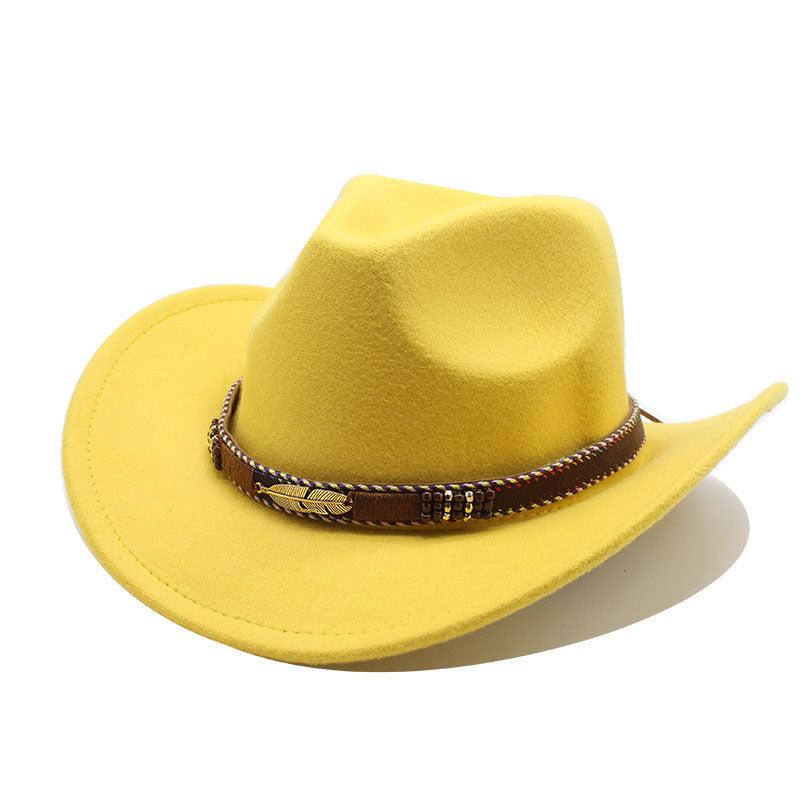 Ethnic Style Metal Feather Western Denim Hat