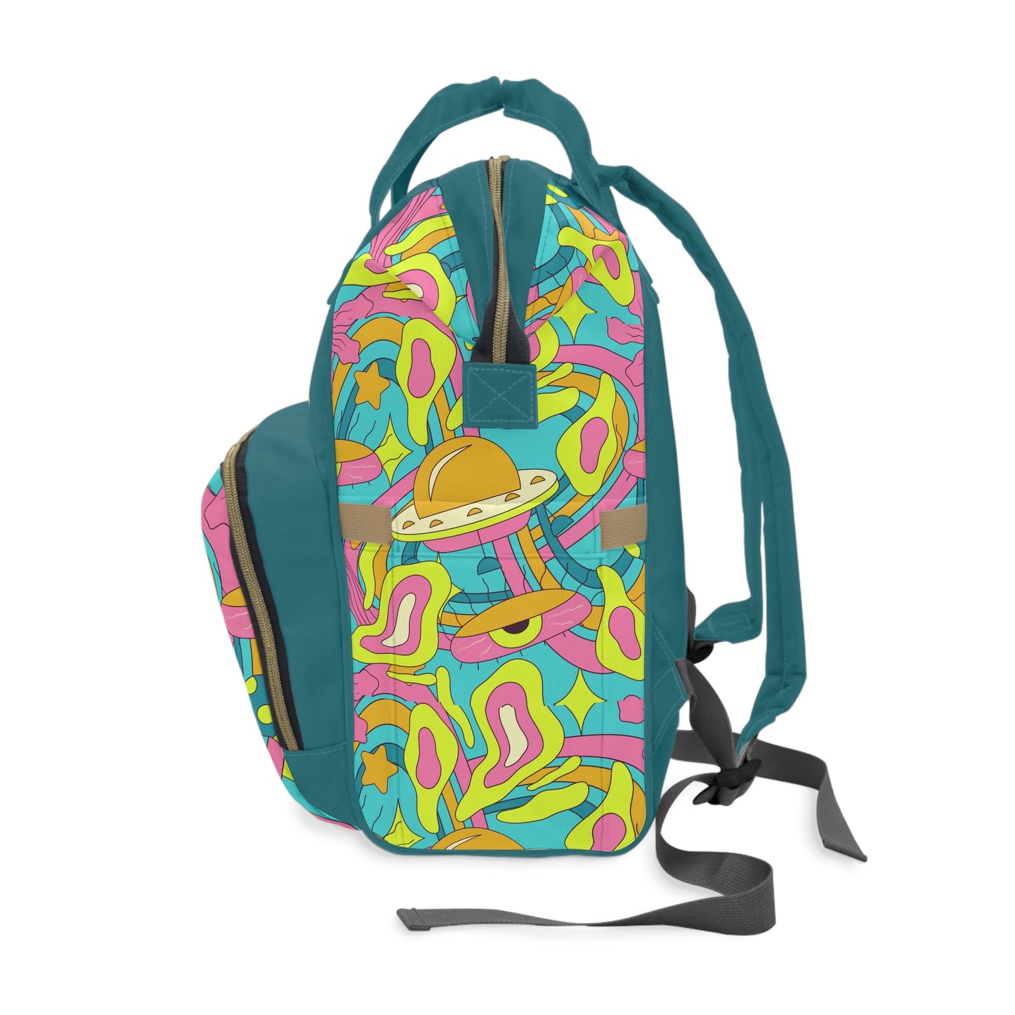 Personalized Colorful Trippy 90s Print Pattern Multifunctional Diaper Backpack, Newborn Gift, Baby Shower Gift, Retro Backpack