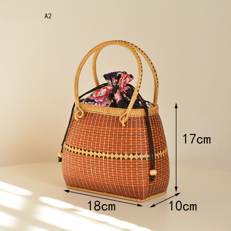 Storage Travel Hand-Woven Bamboo Handbag