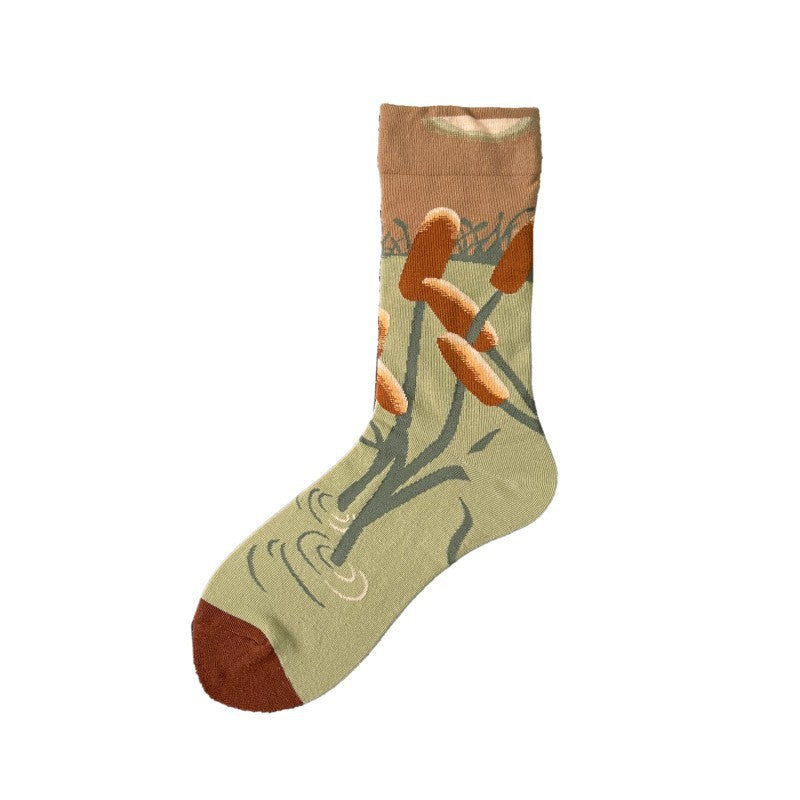 Literary Retro Oil Painting Portrait Personality In Tube Socks