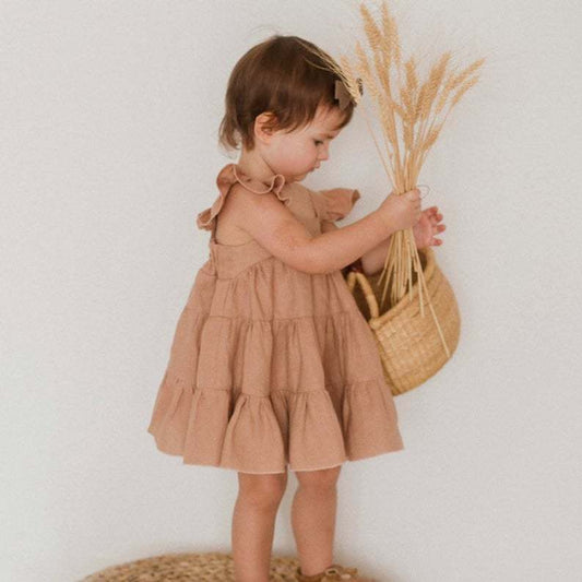 Infant Cotton And Linen Dress Baby Girl Summer Vest Dress