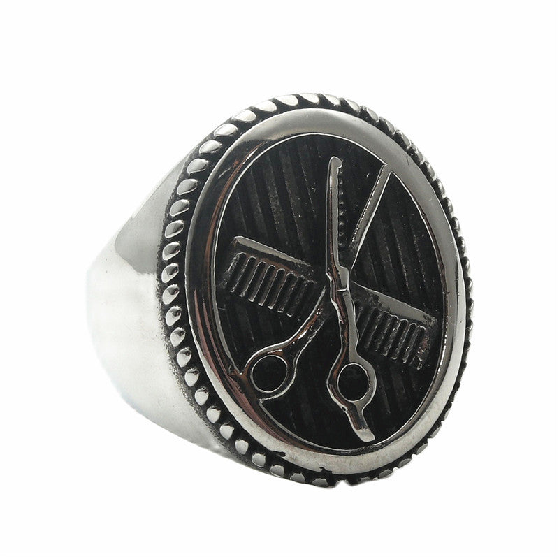 Titanium Steel Scissors Ring Retro Trendy Men Punk