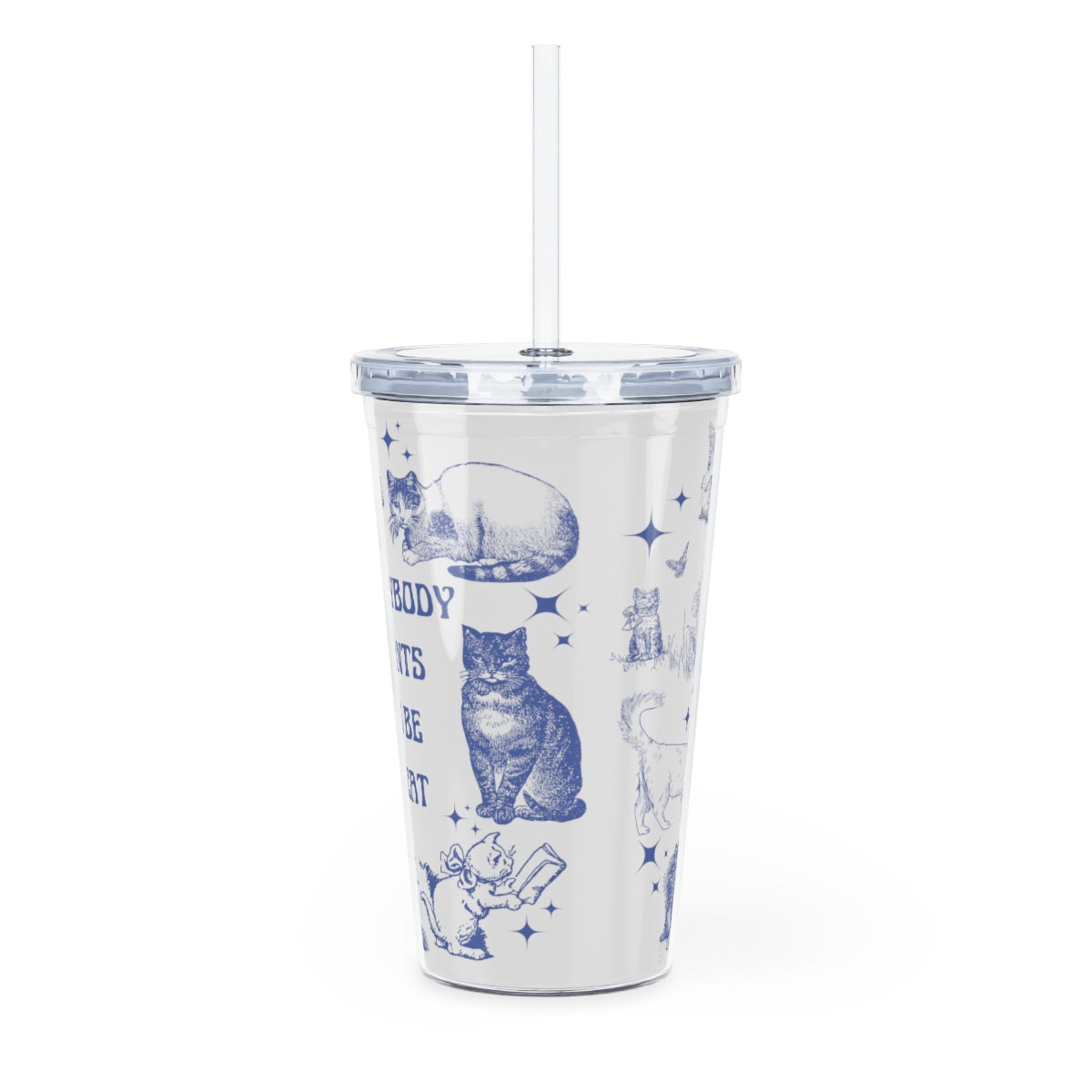 Everybody Wants To Be A Cat Plastic Tumbler with Straw, Aristocats Cute Disney Tumbler