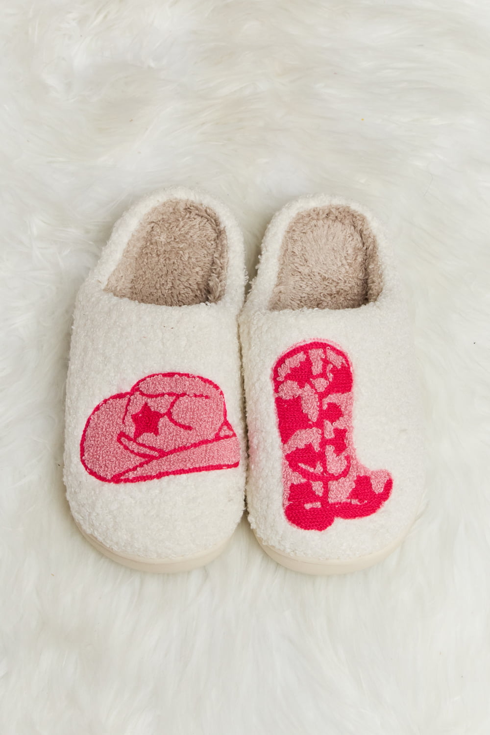 Strawberry Melody Printed Plush Slide Slippers