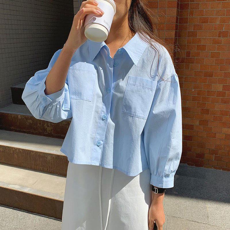 Women's Fashion Casual Single Breasted Lapel Loose Shirt