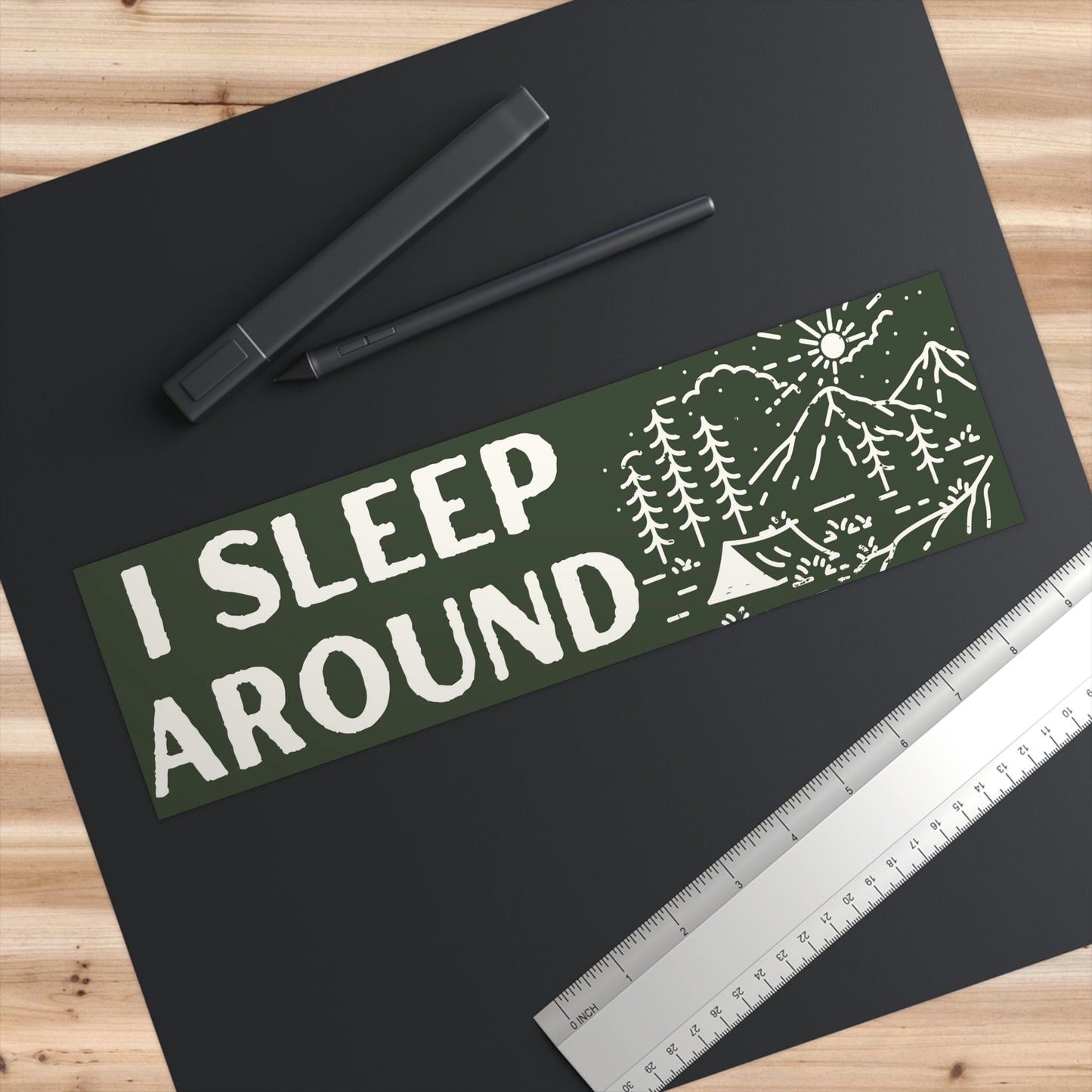 Camping Bumper Stickers, I Sleep Around Funny Sticker