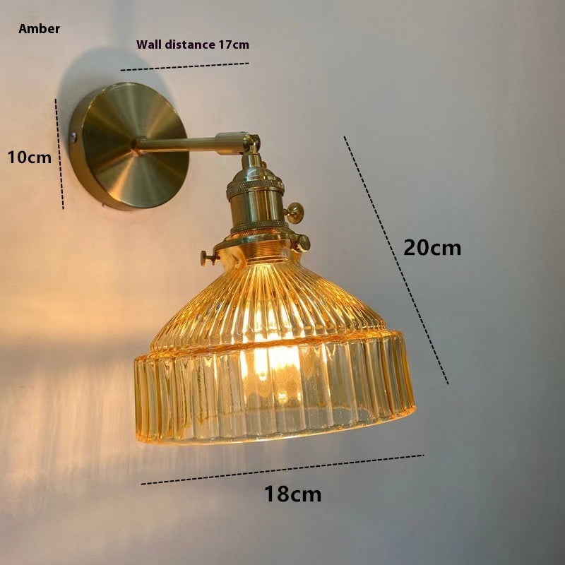 Nordic Retro Brass Glass Wall Lamp