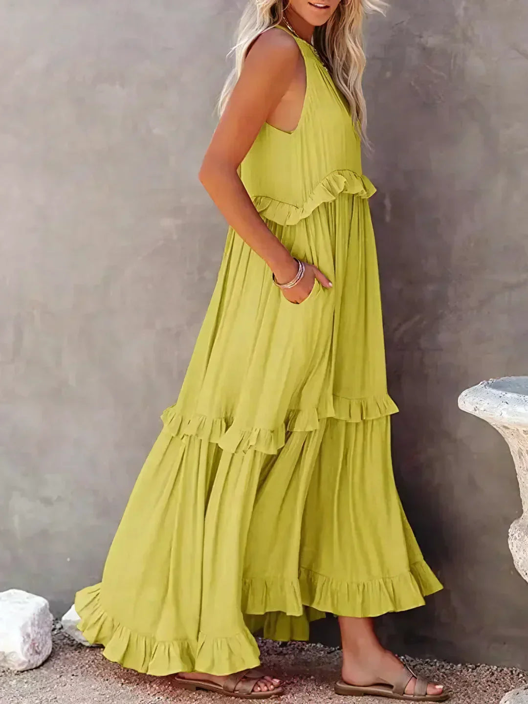 Halter Ruffle Maxi Dress