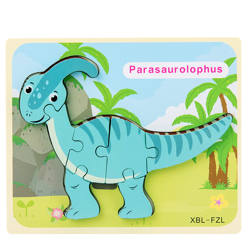 Baby Wooden Cartoon Dinosaur 3D Puzzle Jigsaw for Kids Montessori Early Learning Educational Puzzle Toys