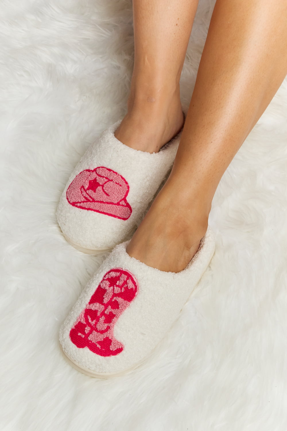 Strawberry Melody Printed Plush Slide Slippers