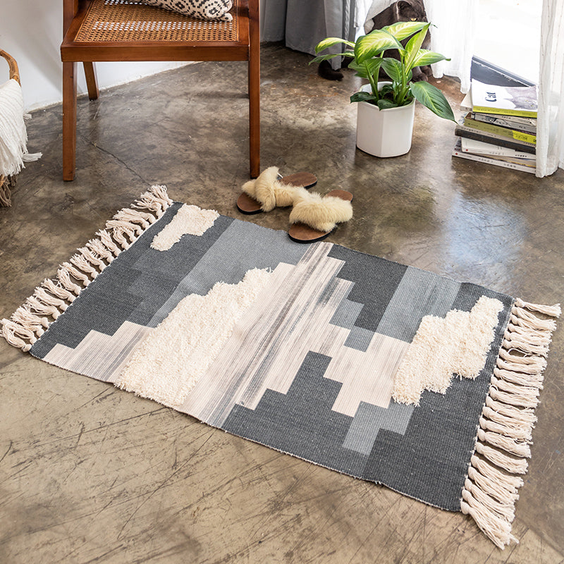 Nordic Cotton and Linen Tufted Handmade Tassel Rug