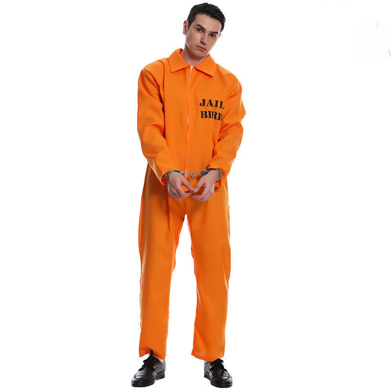 Halloween Big Men And Women Love Orange Prisoner Party Costume