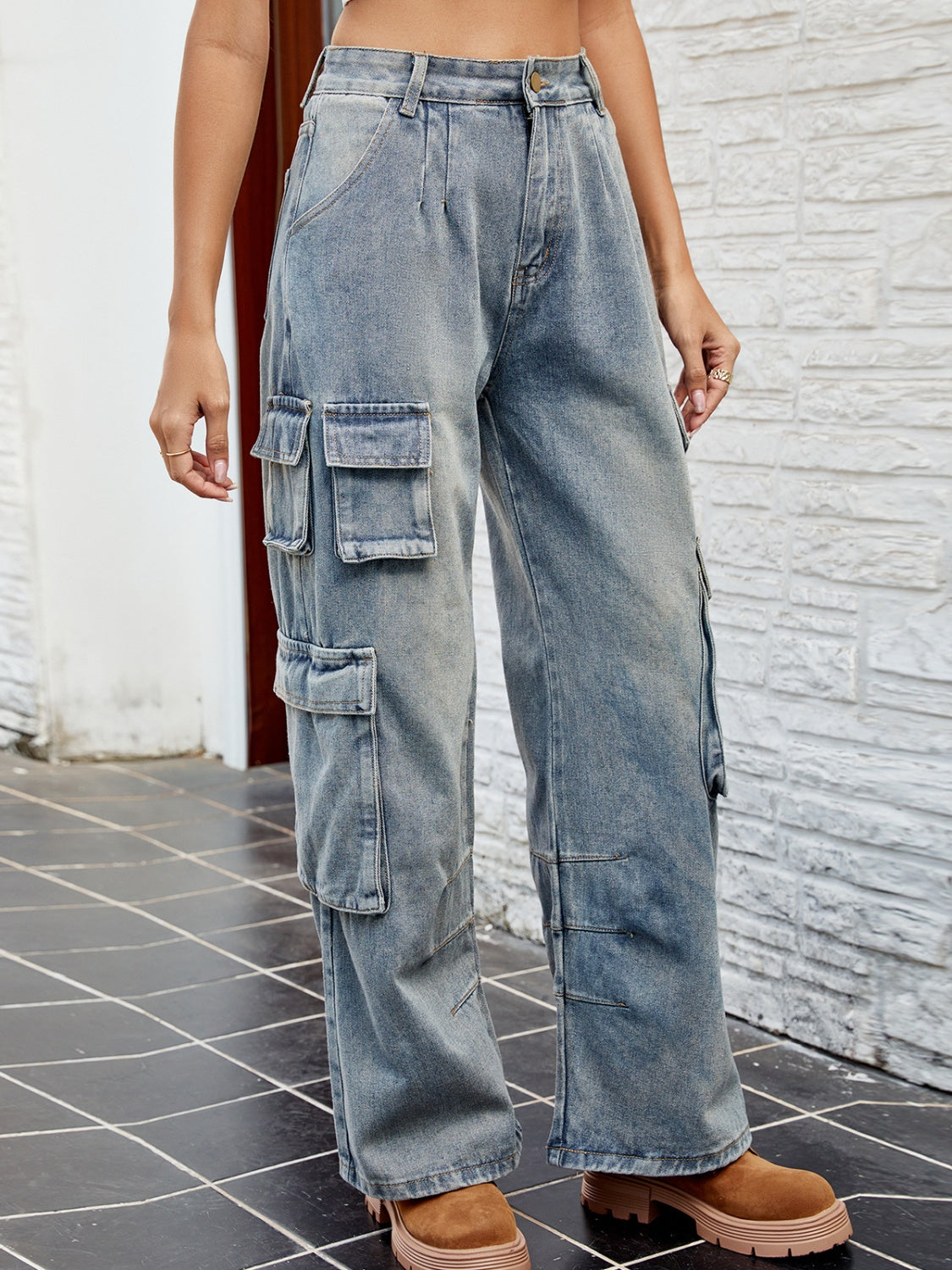 Washed Jeans with Pockets