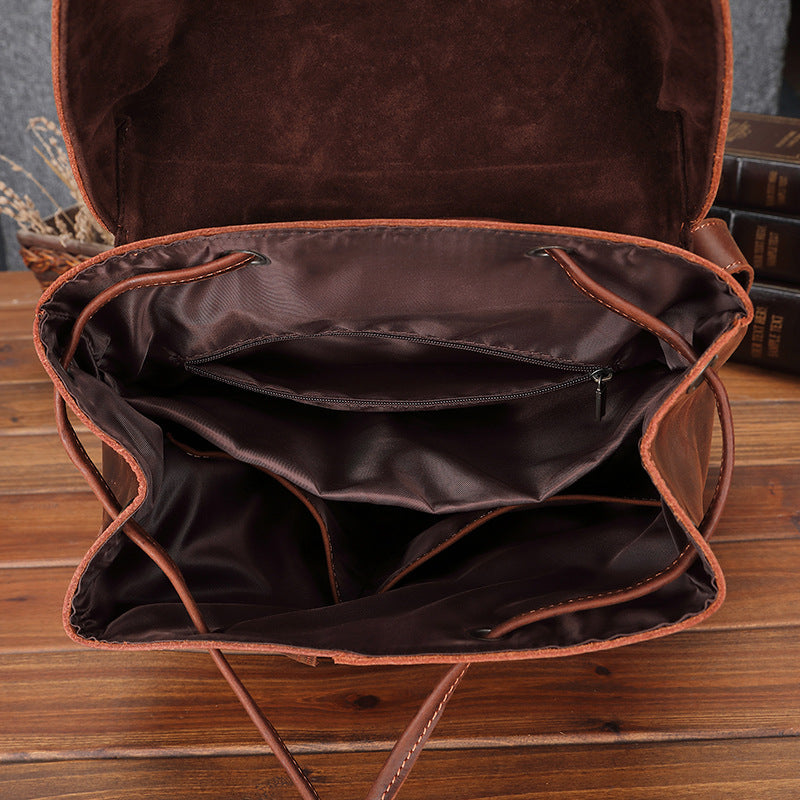 Men's Leather Retro Cowhide Fashion Backpack