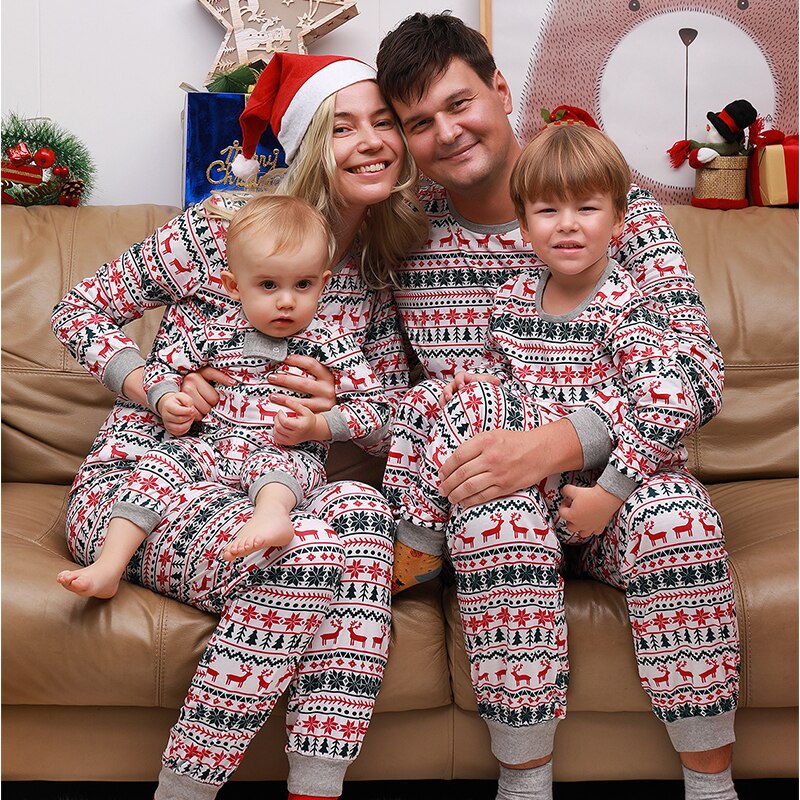 Christmas Pajamas Family Matching Father Mother Kids Baby Clothes Set