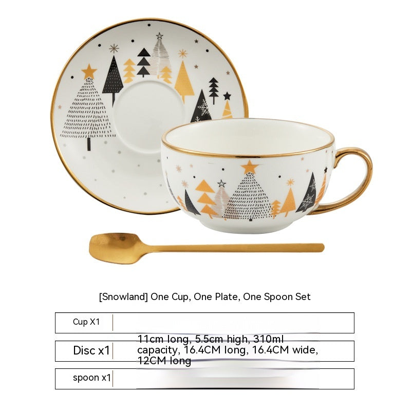 Ins Christmas Ceramic Tea Cup Dish Set