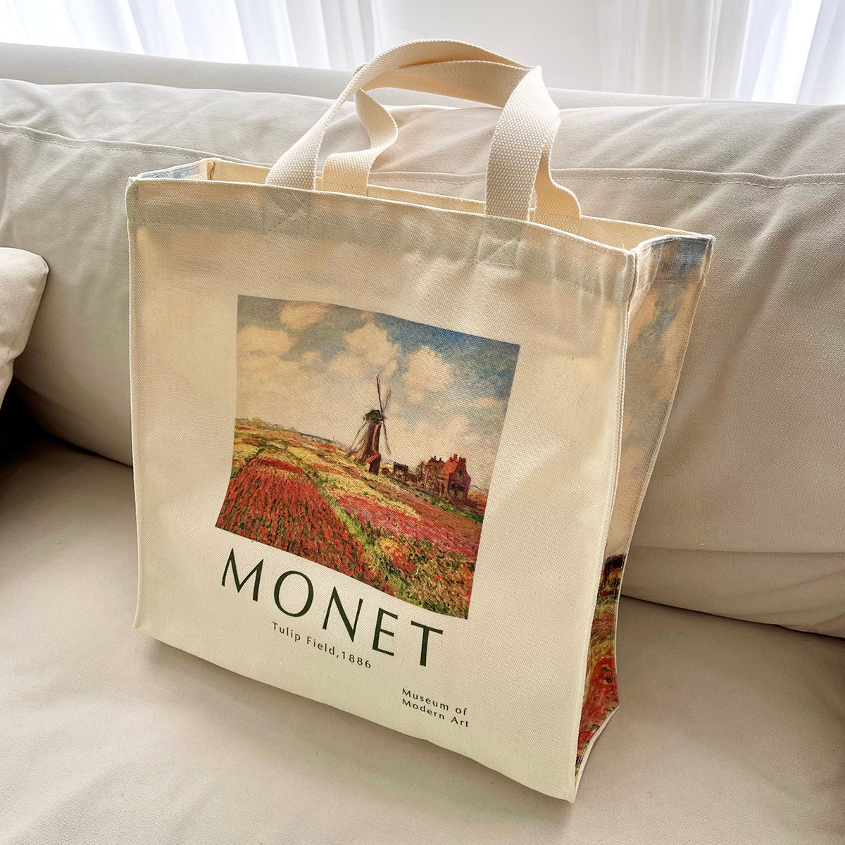 Monet Tulip Portable One-shoulder Large-capacity Canvas Bag