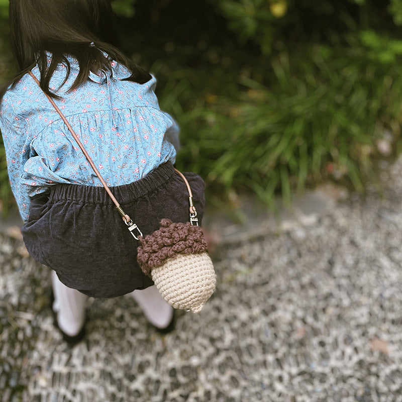 Girls' Handmade Mushroom Wool Bag With Children's Decorative Cartoon