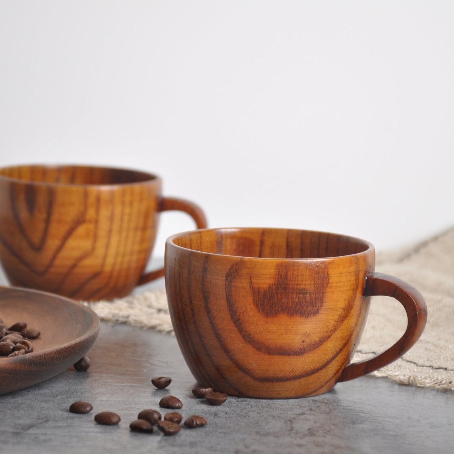 Jujube Wooden Flat Bottom Mug Coffee Cup