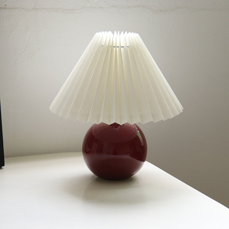 Girly Decorative Silk Pleated Retro Bedside Lamp