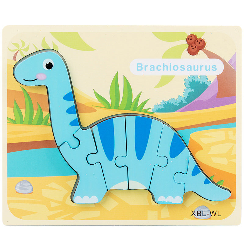 Baby Wooden Cartoon Dinosaur 3D Puzzle Jigsaw for Kids Montessori Early Learning Educational Puzzle Toys