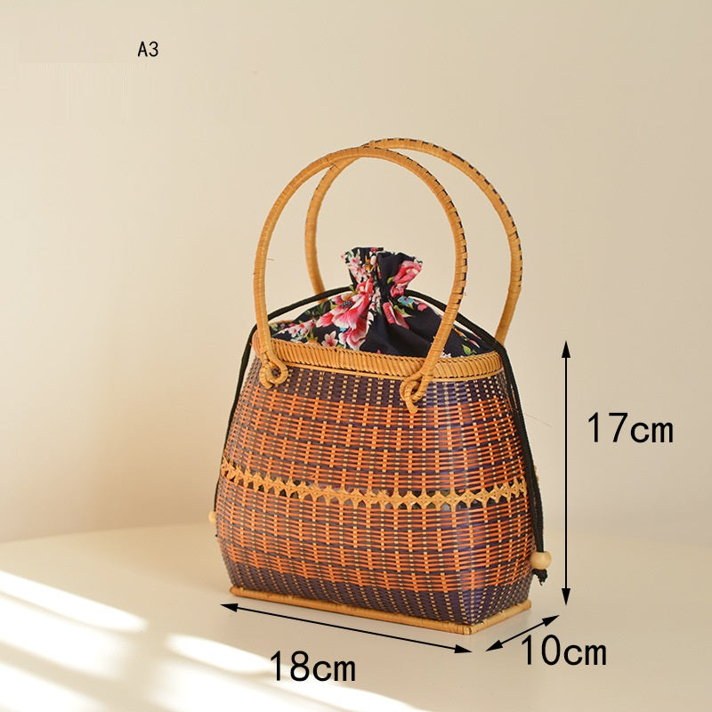 Storage Travel Hand-Woven Bamboo Handbag