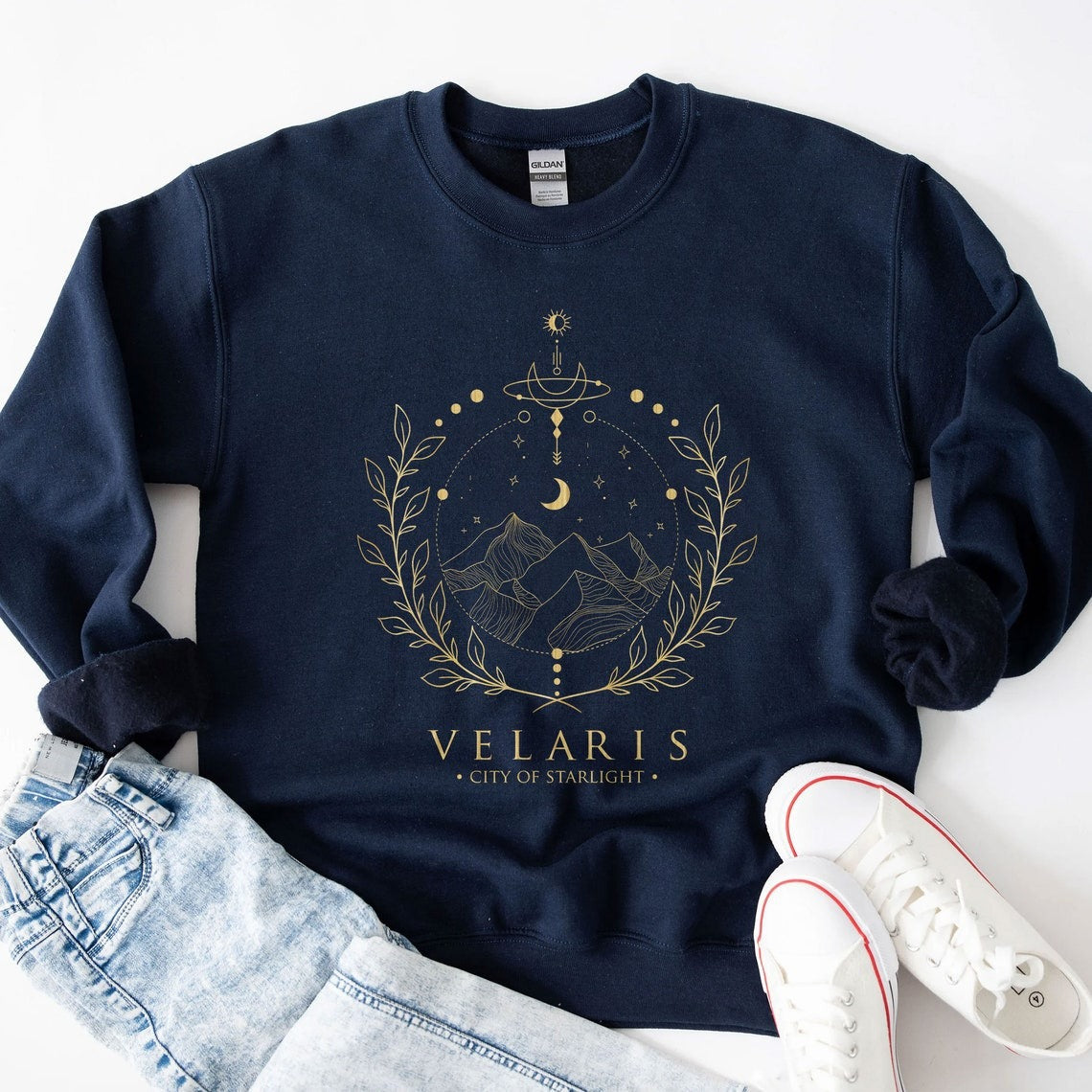 Velaris ACOTAR Graphic Print Crew Neck Pullover