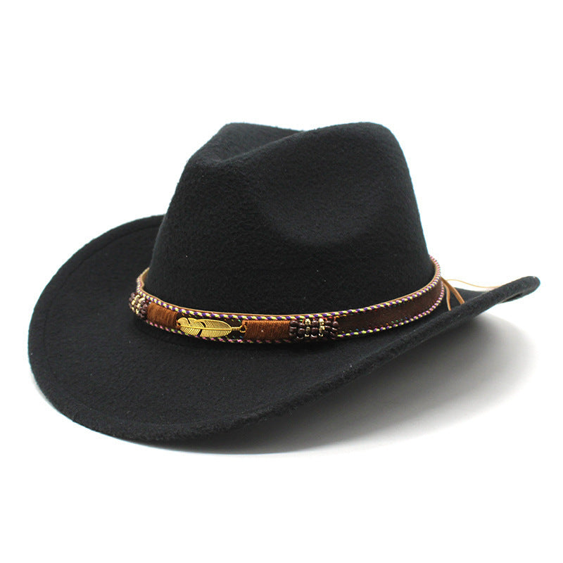 Ethnic Style Metal Feather Western Denim Hat