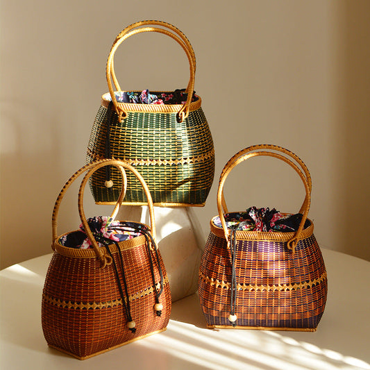 Storage Travel Hand-Woven Bamboo Handbag