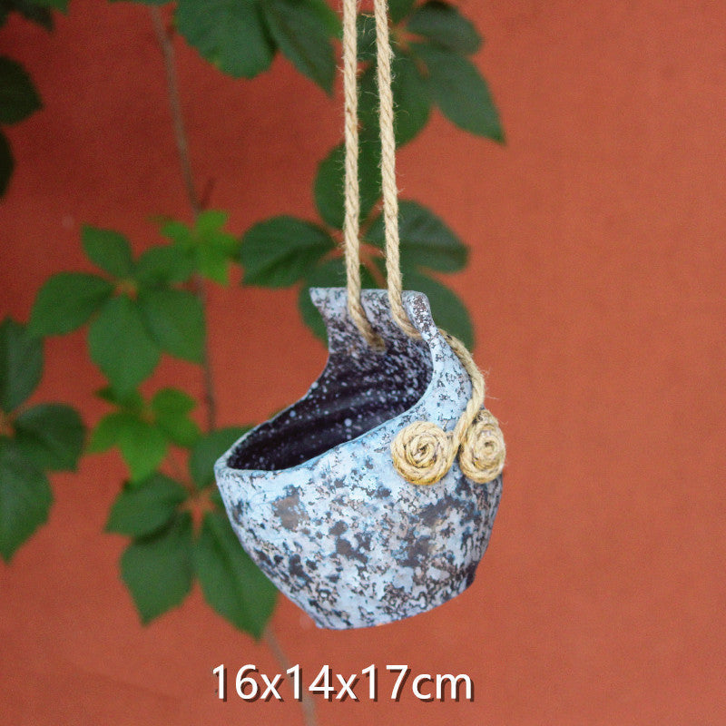 Rustic Hanging Stoneware Flower Pots