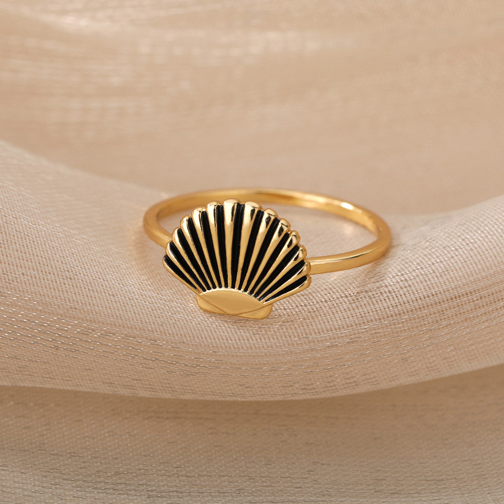 Retro New Shell Shape Ring Trend 18K Gold Plated