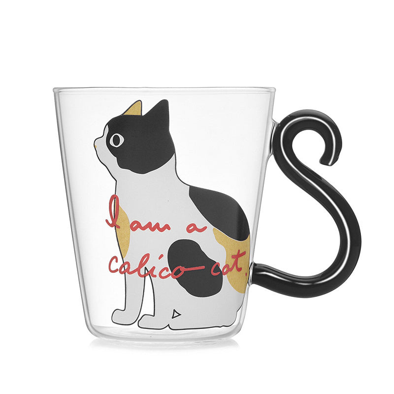 Kitchen Home Cute Cat Glass Juice Coffee Cup Milk Tea Cat Tail Handle Cat Valentine's Day Lover Gifts