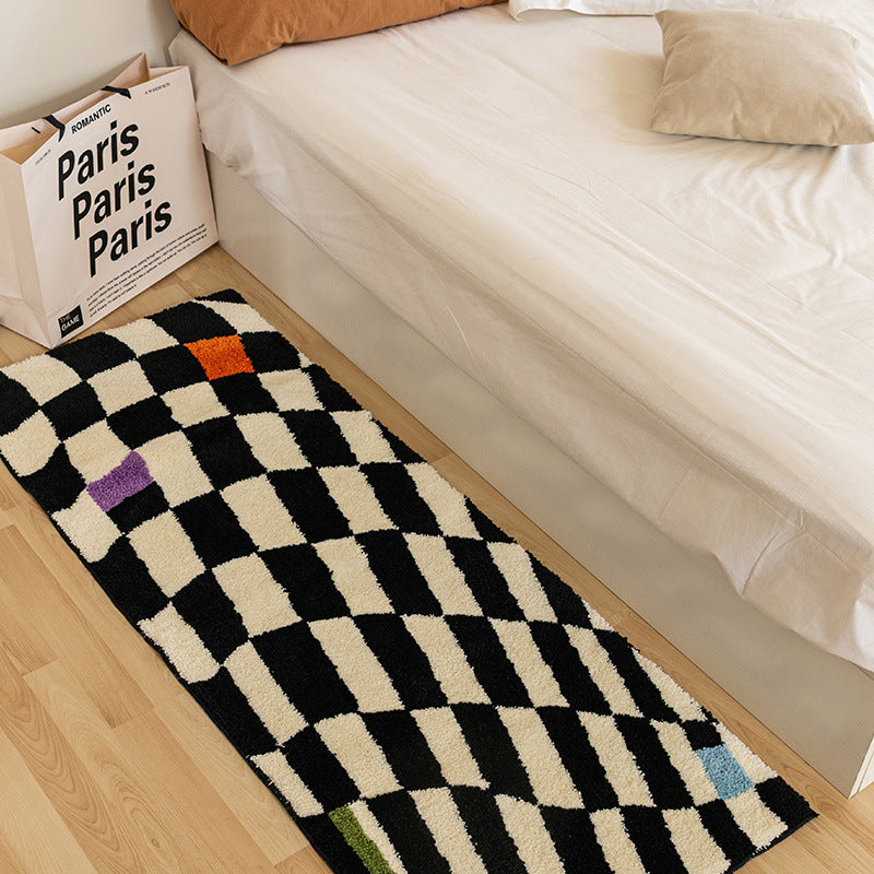 Vintage Checkerboard Bedroom Bedside Rug