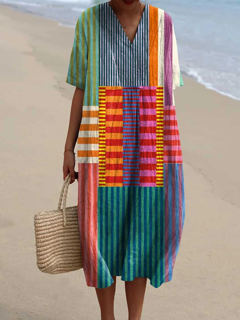 Vintage Geometric Pattern Dress