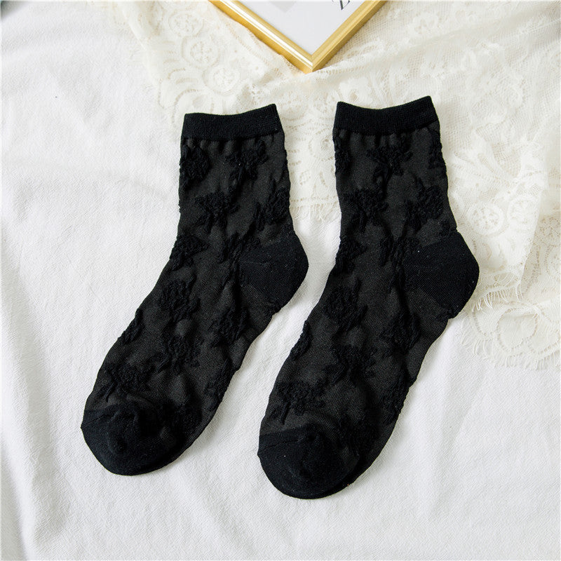 Spring And Autumn Women's Socks Peacock Pattern Lace Socks