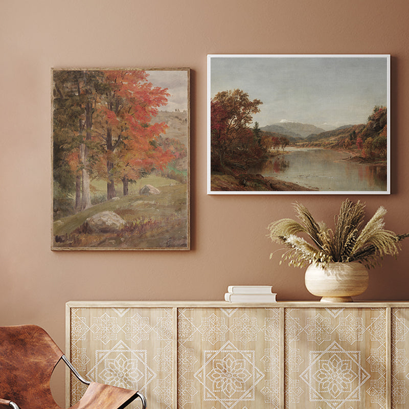 Autumn Trees Landscape Oil Painting Canvas Poster Living Room Decoration