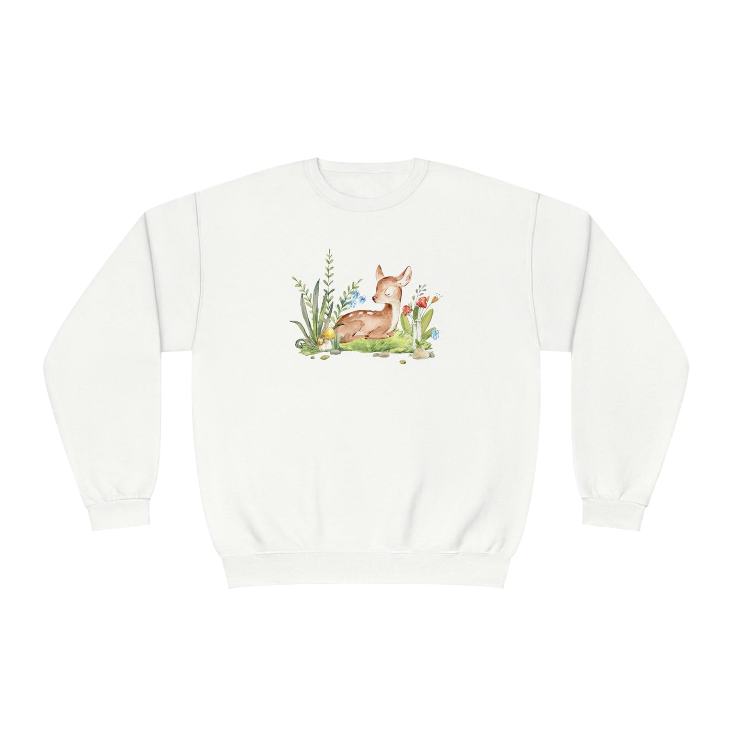 Sweet Fawn Sweatshirt, Vintage Style Deer Pullover Sweater