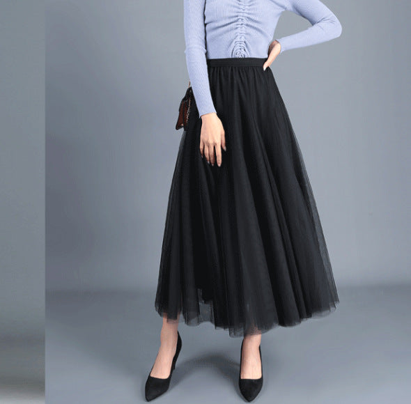 Spring Swing Puffy Ankle-length Skirt High Waist Slim Fit Fairy Skirt