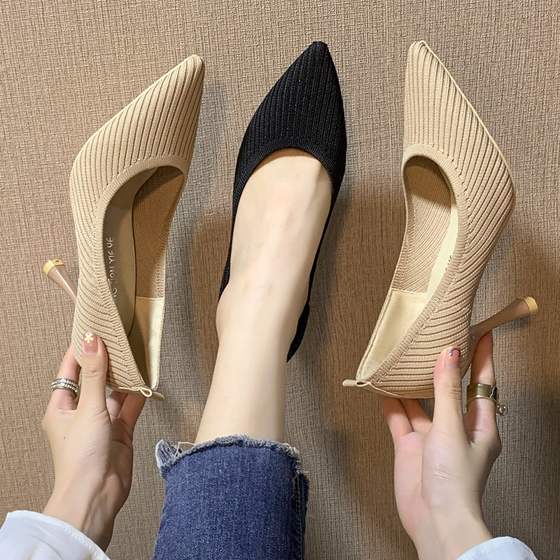 Women's Stiletto Knit Heel Shoes