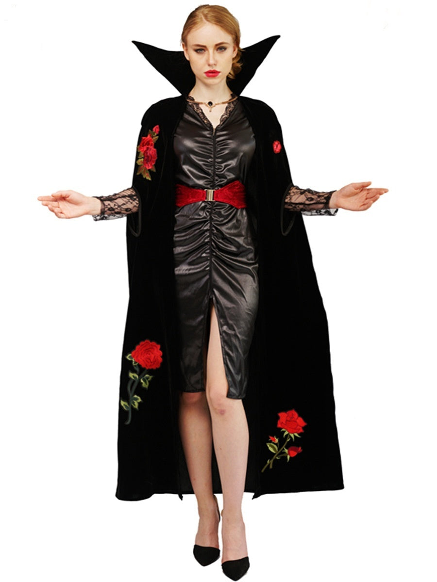 Couple's Halloween Rose Embroidery Vampire Stage Performance Party Costume