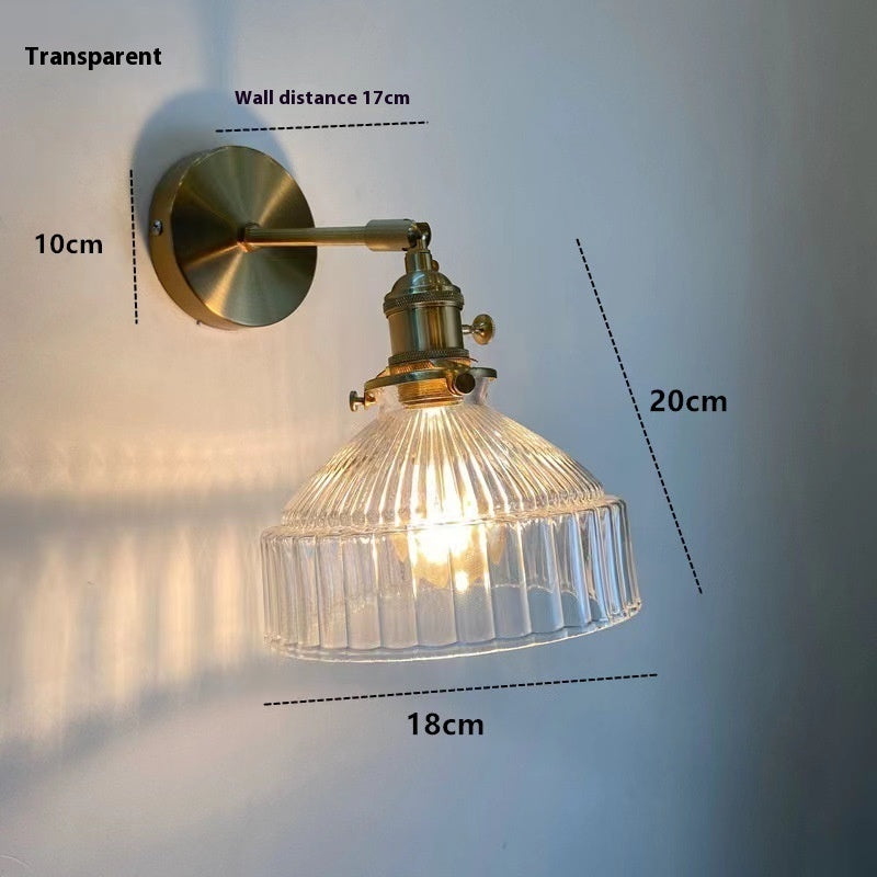 Nordic Retro Brass Glass Wall Lamp