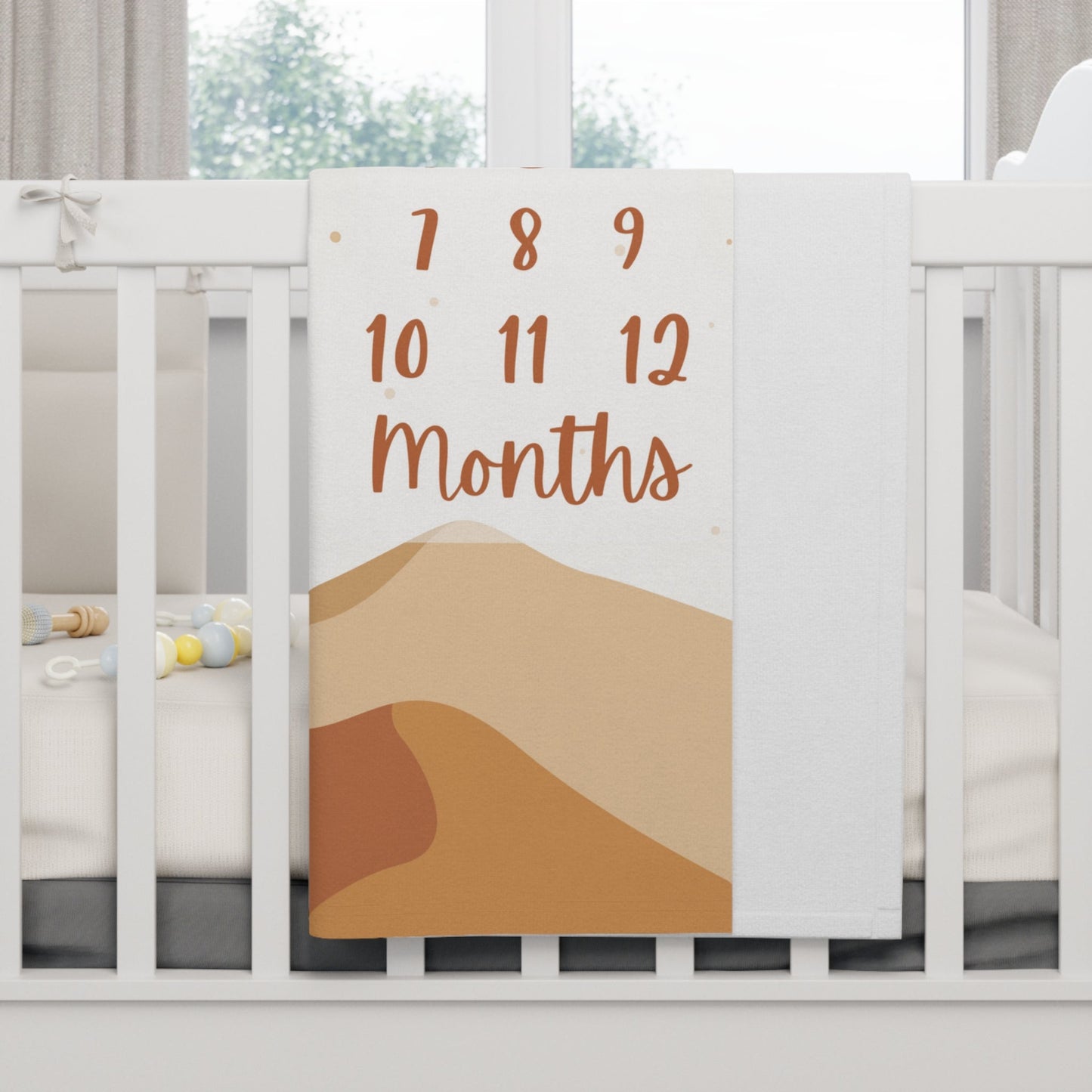 Neutral Desert Soft Fleece Milestone Blanket, Monthly Growth Tracker, Personalized Baby Blanket, Baby Shower Gift, Baby Adventure