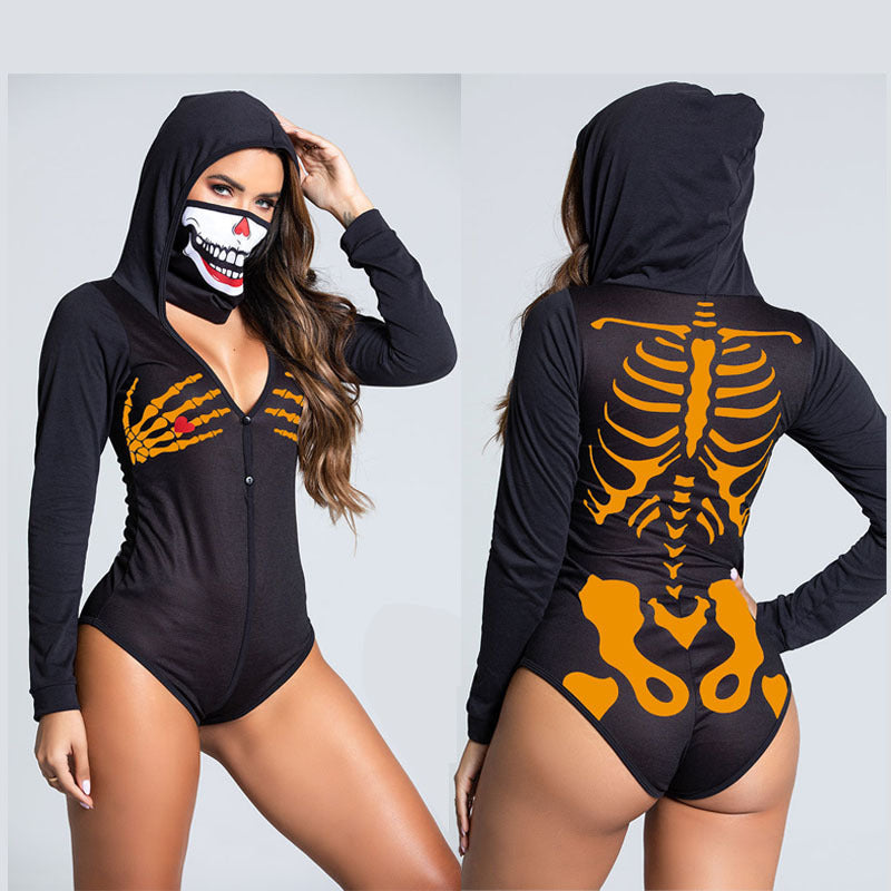 Halloween Hooded Sexy Suit Zombie Skeleton Suit