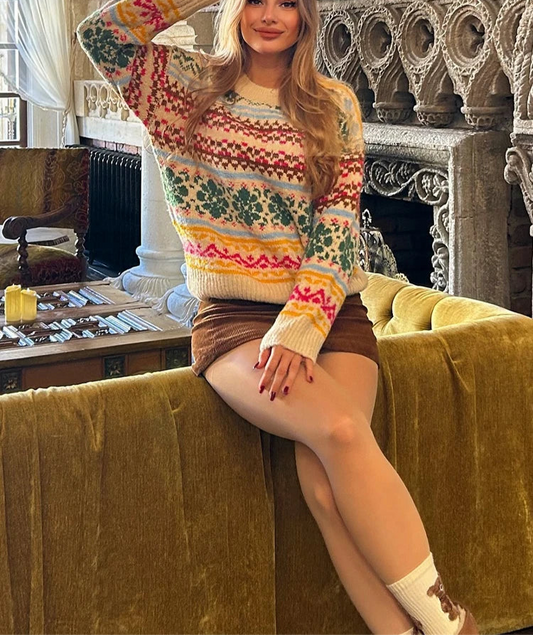 Colorful Jacquard Knitted Sweater