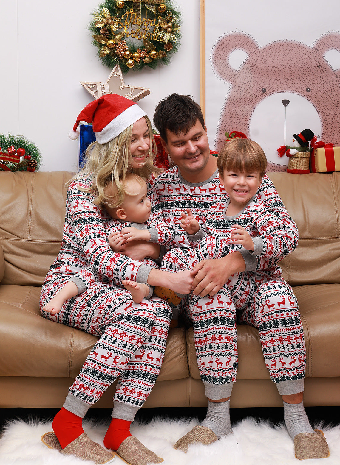 Christmas Pajamas Family Matching Father Mother Kids Baby Clothes Set