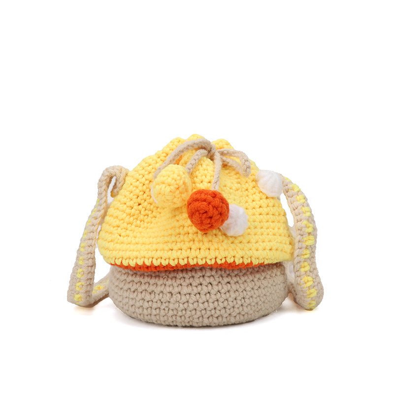 New Handwoven Woolen Cute Mushroom Crossbody Bag