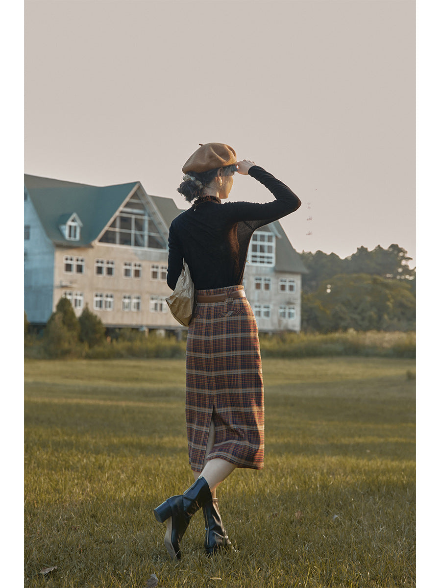 Academia Ladies Fashion Personality Retro Plaid Skirt