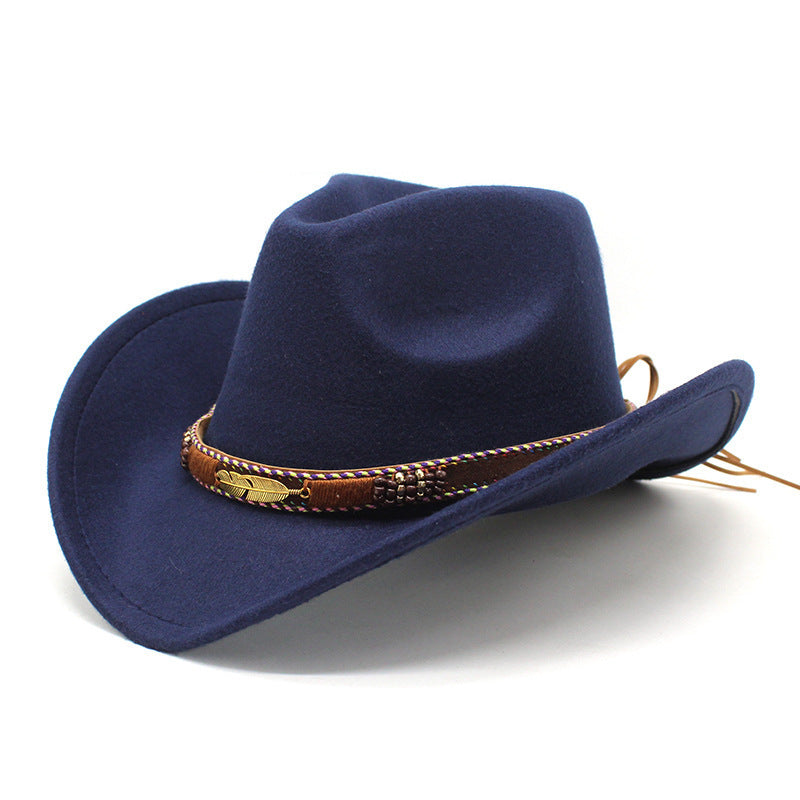 Ethnic Style Metal Feather Western Denim Hat