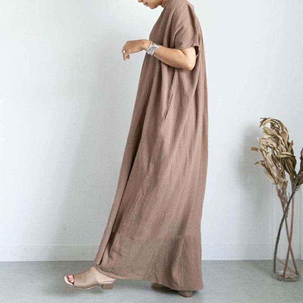 Cotton Linen Loose Waist Linen Cardigan Solid Color Dress