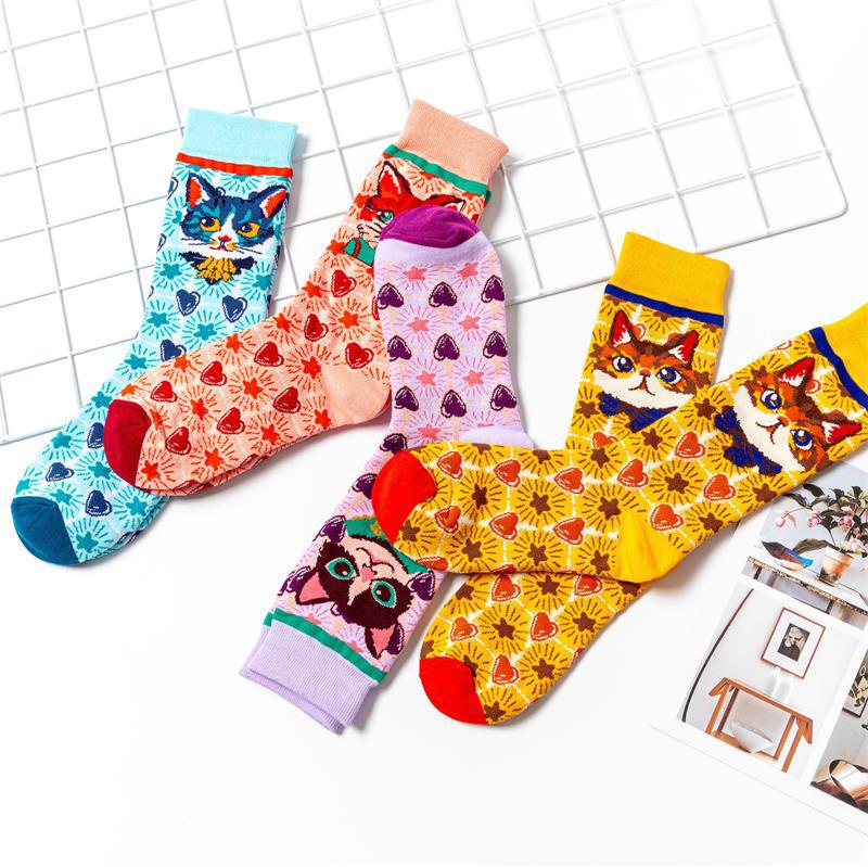 Women's Kitten Pattern Cartoon Cotton Socks